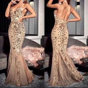Luxe mermaid hem sequins party dress